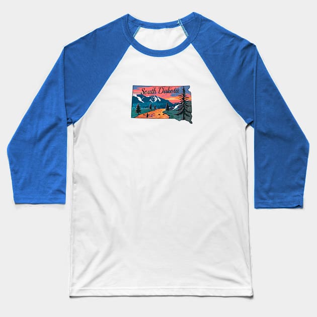 South Dakota Fly Fishing State River Sunset by TeeCreations Baseball T-Shirt by TeeCreations